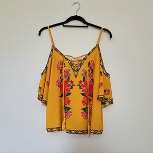 Flying Tomato | Cold Shoulder Floral Bell Sleeve